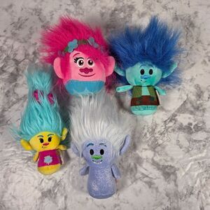 Hallmark Trolls Lot Itty Bitty Fluffballs Poppy Branch Guy Diamond Smidge